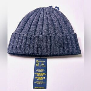 NWT Polo Ralph Lauren Men`s Signature Merino Blend Cuffed Beanie Heather Gray